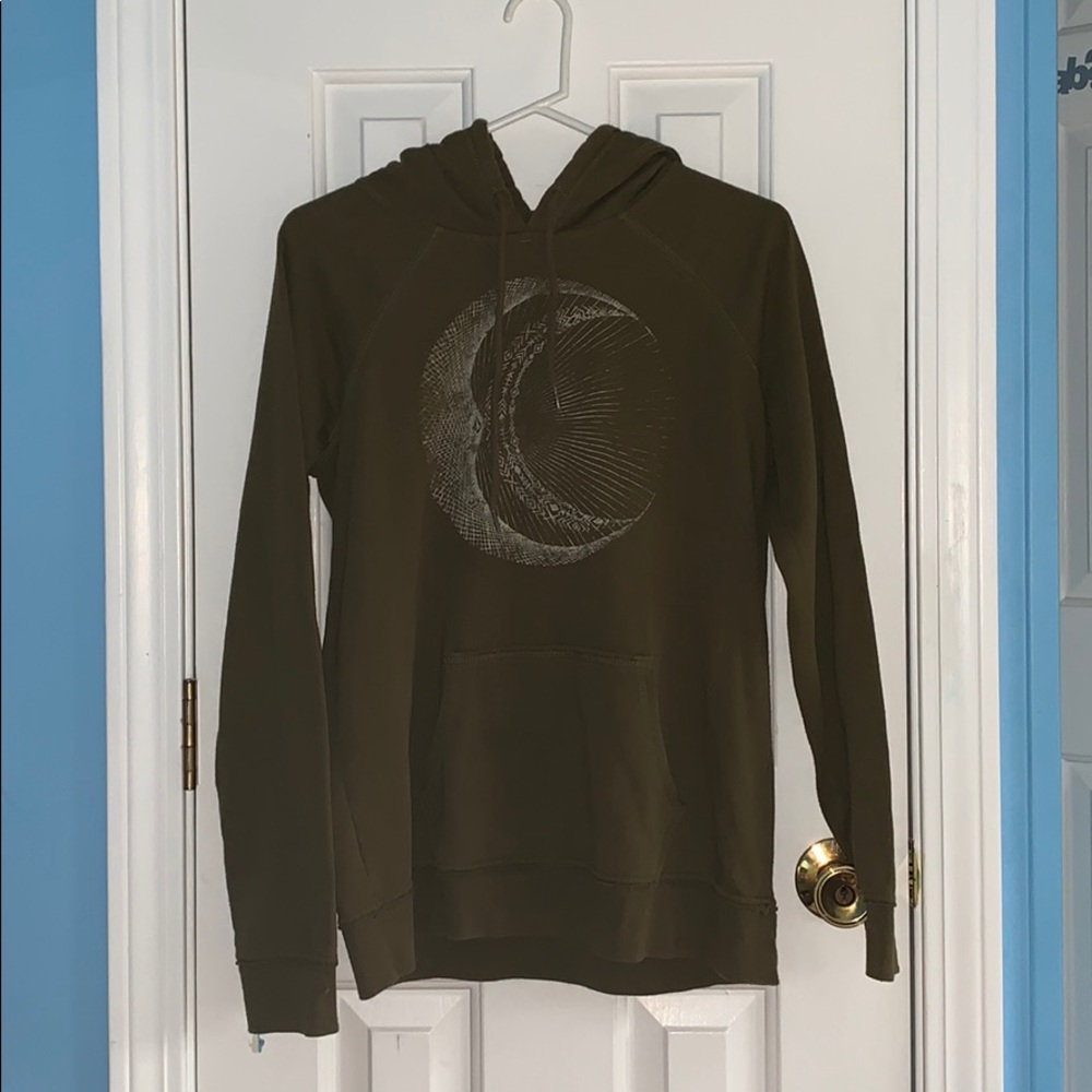 Olive green sweatshirt, moon design